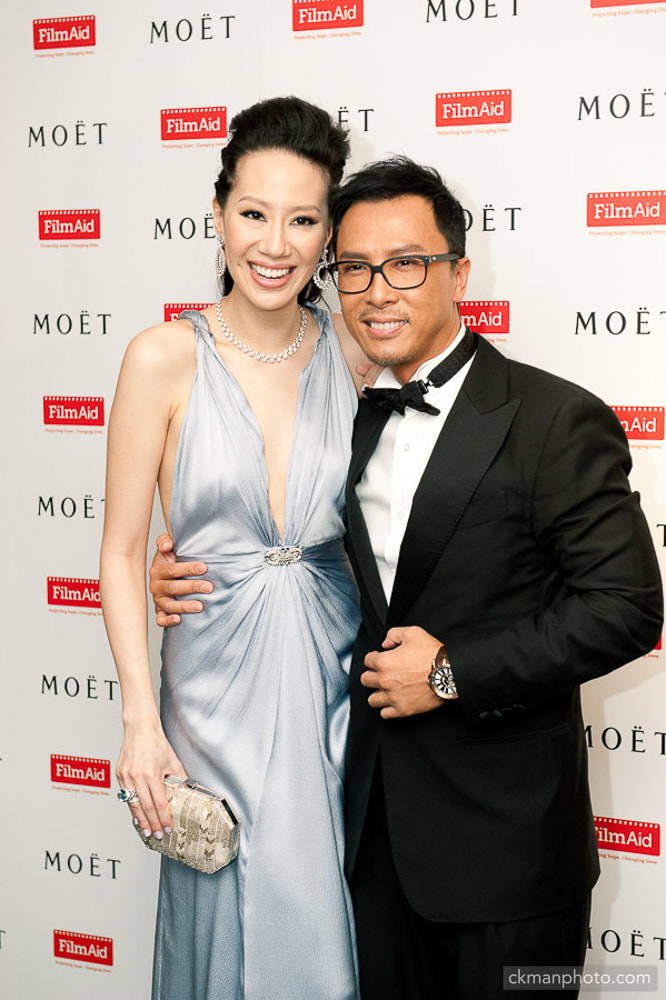 Donnie Yen 甄子丹 and his wife Cissy Wang at FilmAid event sponsored by Moet & Chandon