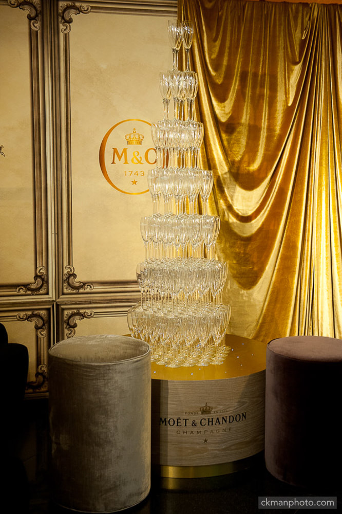 stacked champagne flute glasses